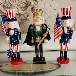 Patriotic Nutcracker Trio with Flags